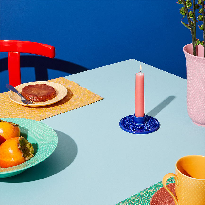 Rhombe Bougeoir pour bougie classique, bleu