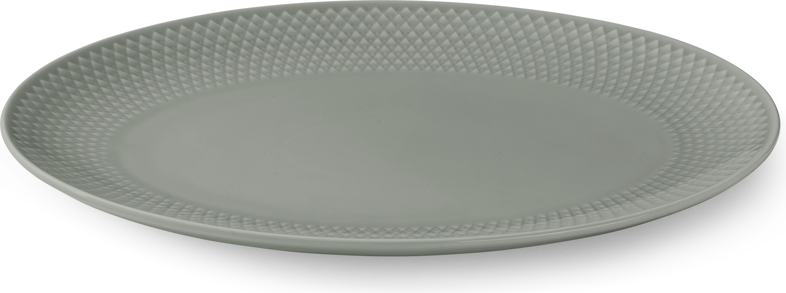 Rhombe Earth Ovale Platte 28,5 cm, graugrün