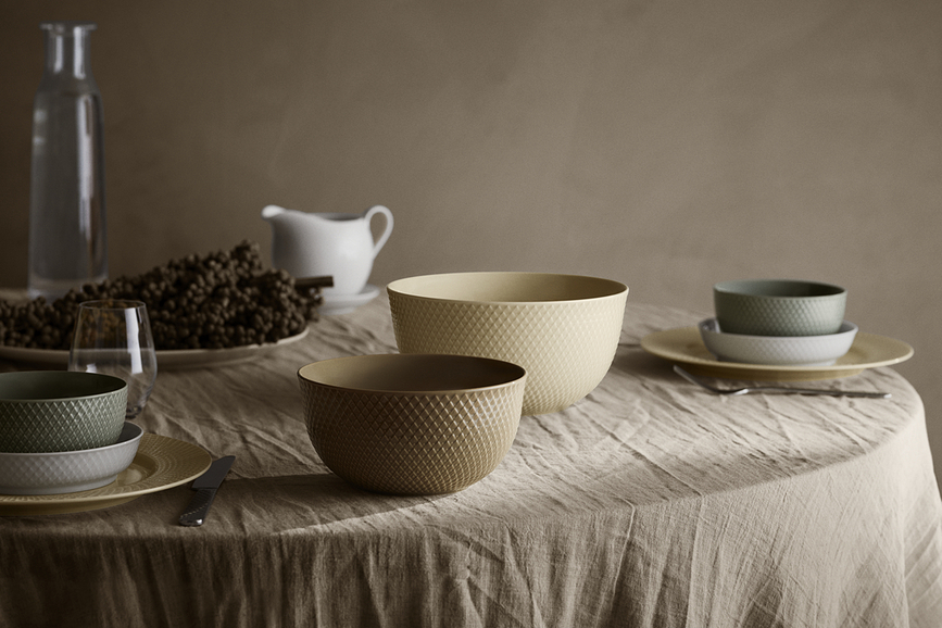 Rhombe Earth Skleda za serviranje, 22 cm, bež