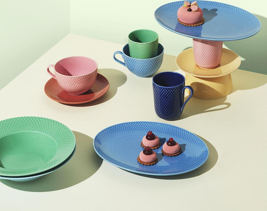 Rhombe Plat de Service 28,5 cm, bleu