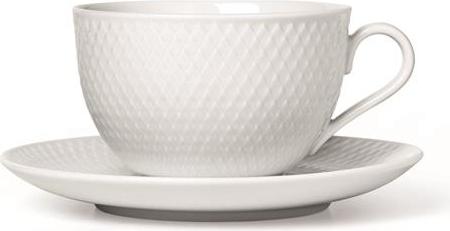 Rhombe Teetasse weiß mit Untertasse