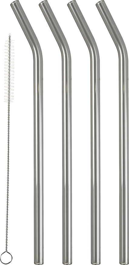 LyngbyGlas Slamice za pijačo, 21,5 cm, sive, s ščetko za čiščenje, 5-delni set