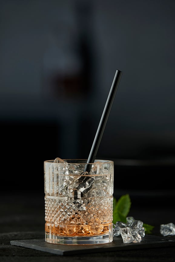 Pajitas de cristal LyngbyGlas, 14,5 cm, negras, 6 unidades