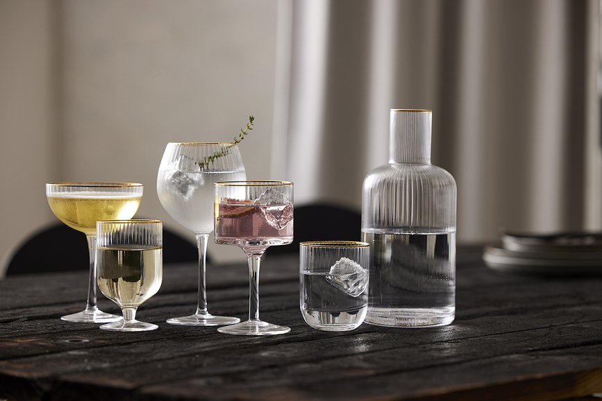 Palermo Gold Verres à Vin 300 ml, Lot de 4