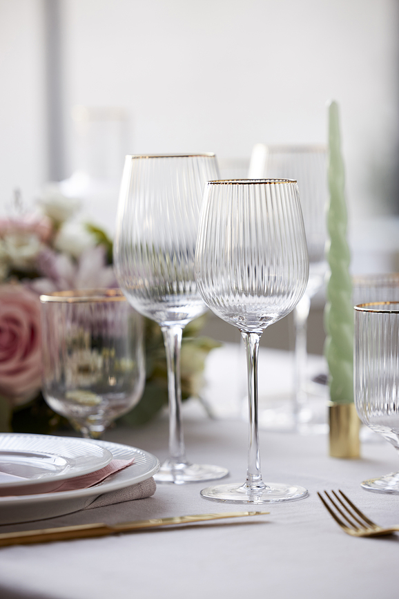 Palermo Gold Verres à Vin Blanc 300 ml, Lot de 4