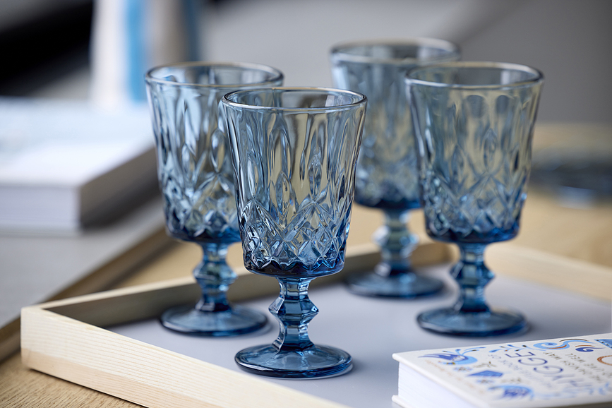 Sorrento Verres à Vin 290 ml, bleus, Lot de 4