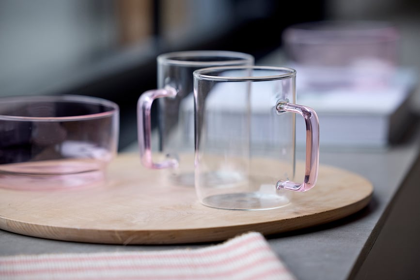 Torino Čaše 400 ml prozirne sa zelenom ručkom 2 kom.