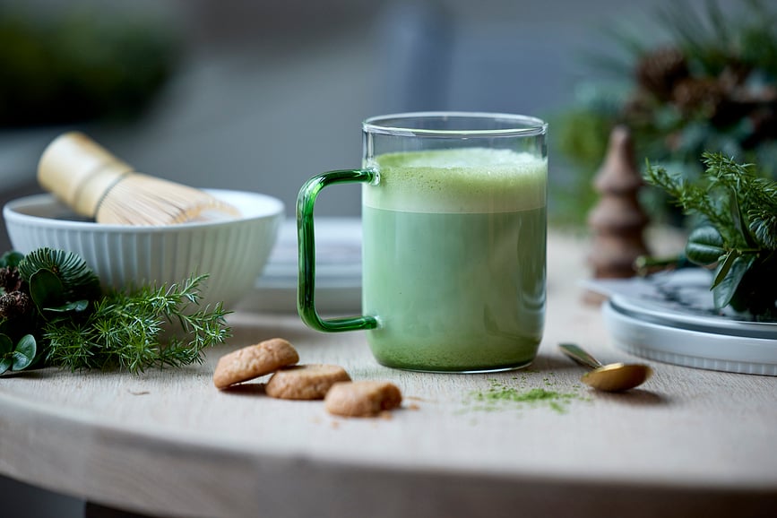 Torino Čaše 400 ml prozirne sa zelenom ručkom 2 kom.