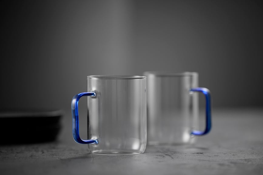 Torino Čaše 400 ml prozirne sa zelenom ručkom 2 kom.