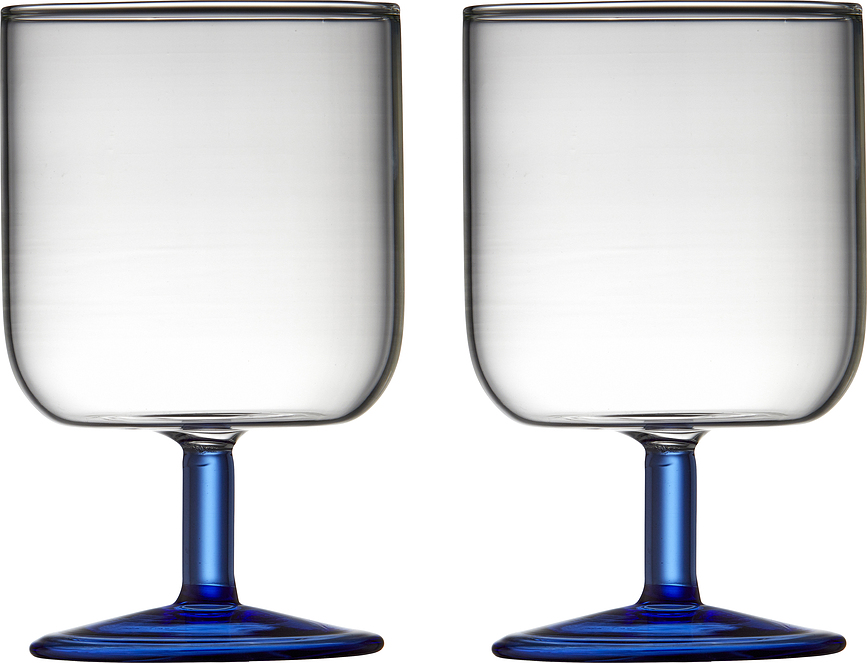 Torino Verres à Vin, 300 ml, transparents et bleus, Lot de 2