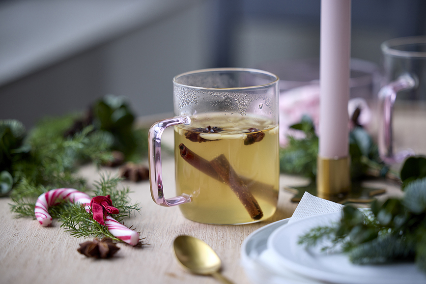 Torino Verres 400 ml, transparents, avec anse verte, Lot de 2