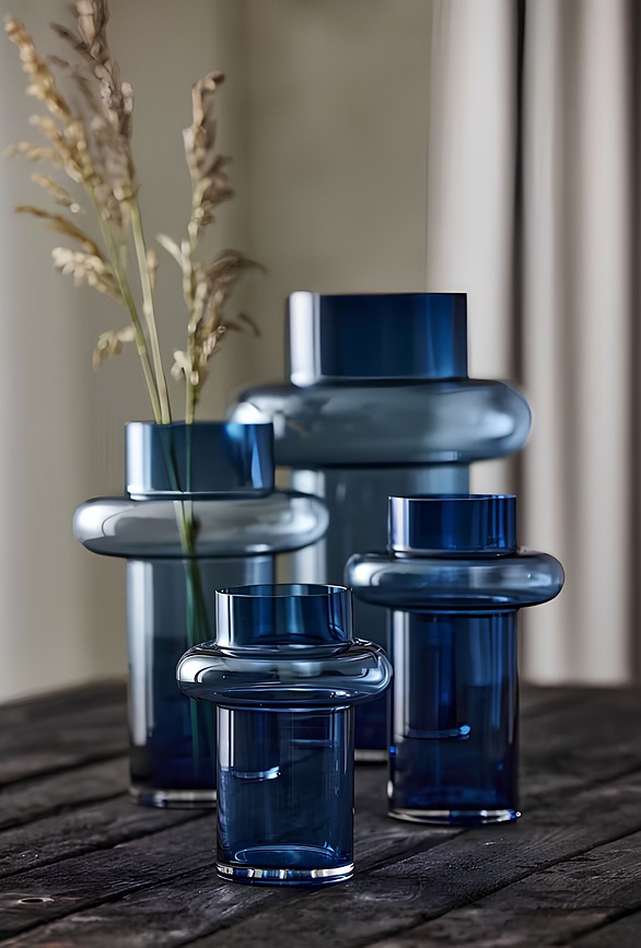 Tube Vase 40 cm, transparent, blau