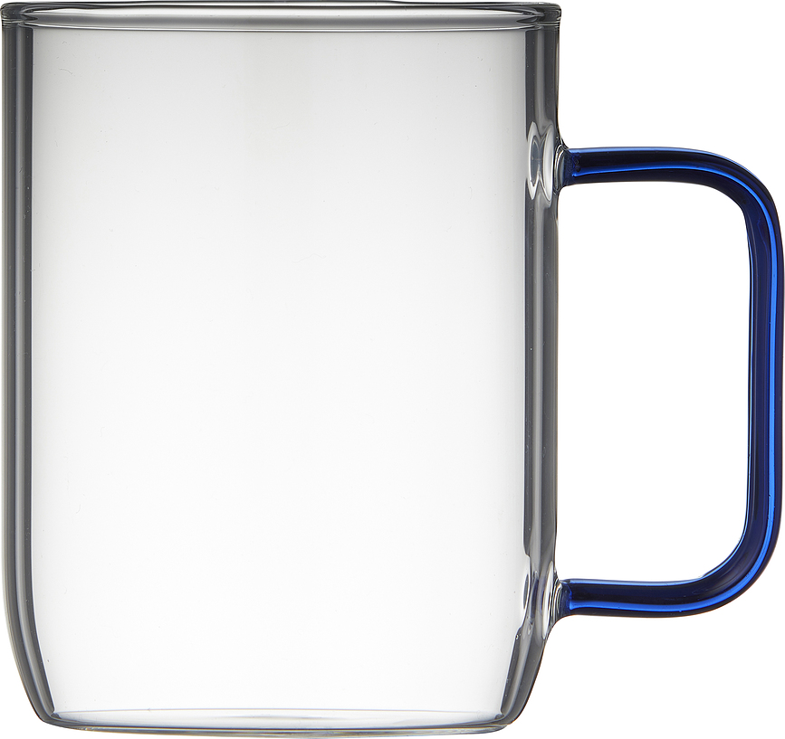 Vasos Torino 400 ml, transparentes, con asa verde, Pack de 2