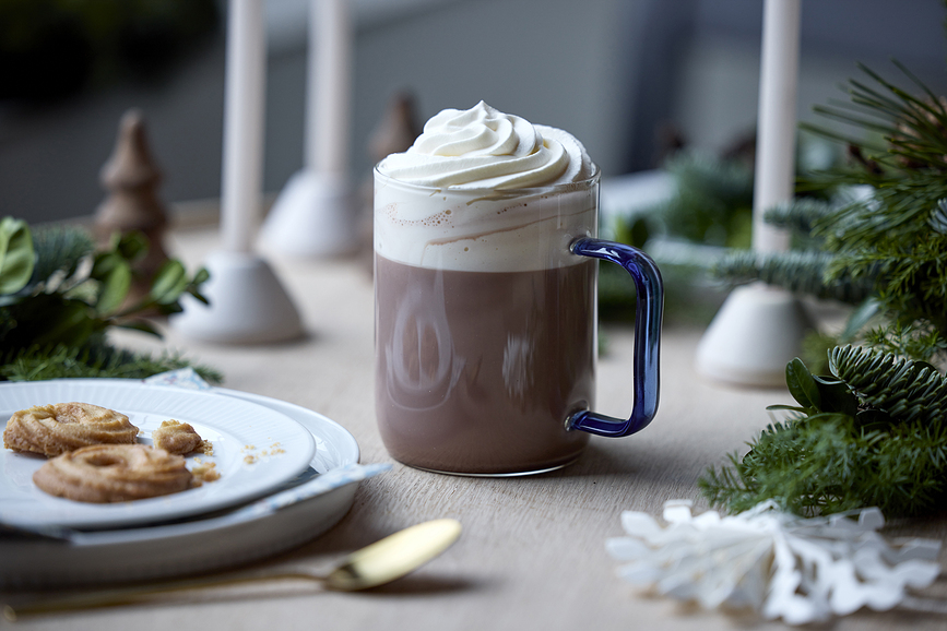 Vasos Torino 400 ml, transparentes, con asa verde, Pack de 2