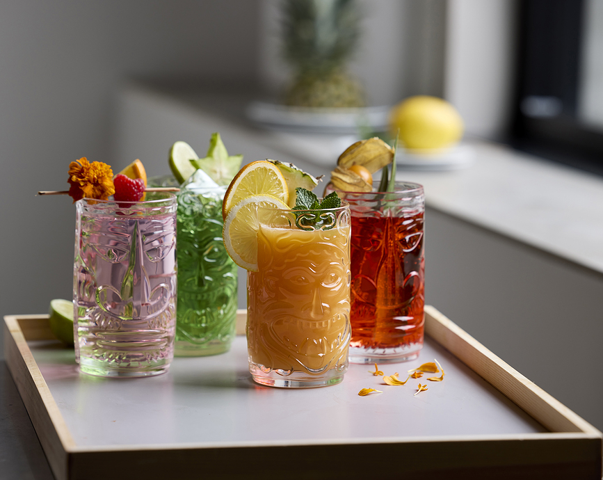 Vasos para cócteles Tiki, 450 ml, transparentes, Pack de 4