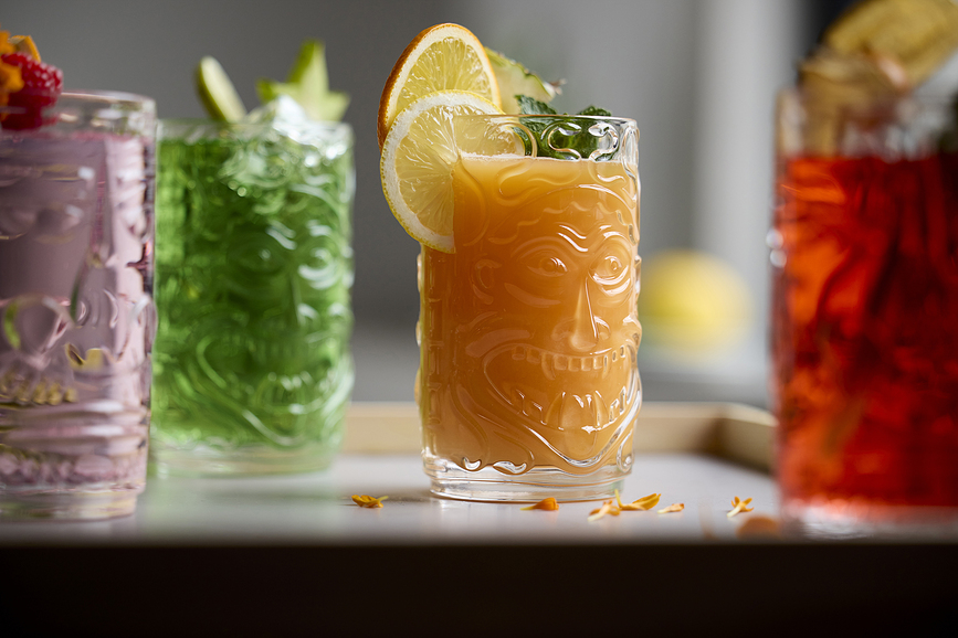 Vasos para cócteles Tiki, 450 ml, transparentes, Pack de 4