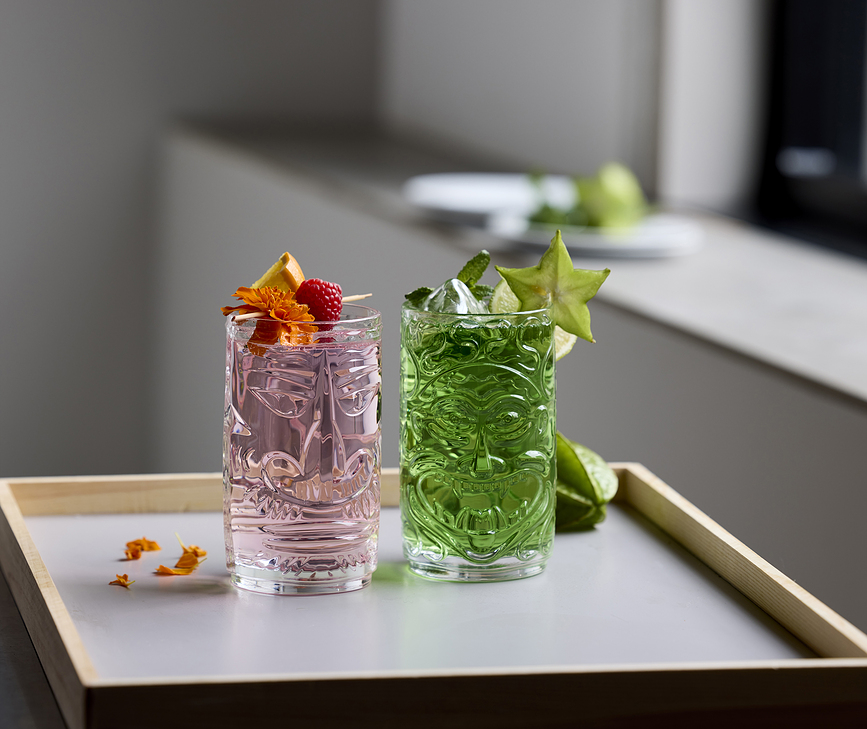 Vasos para cócteles Tiki, 450 ml, transparentes, Pack de 4