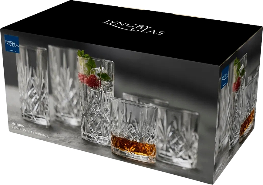 Vasos para whisky y combinados Melodia, 310 ml y 360 ml, Set de 8 piezas