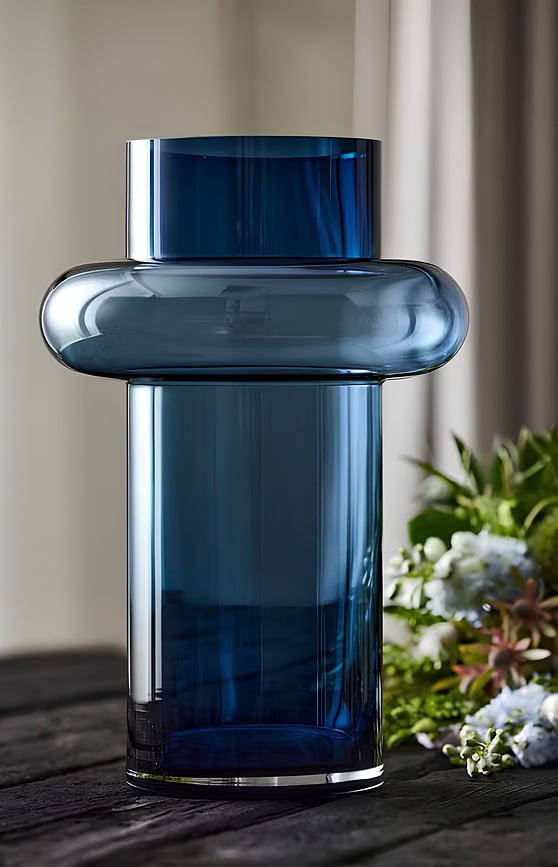 Váza Tube 40 cm transparentní modrá