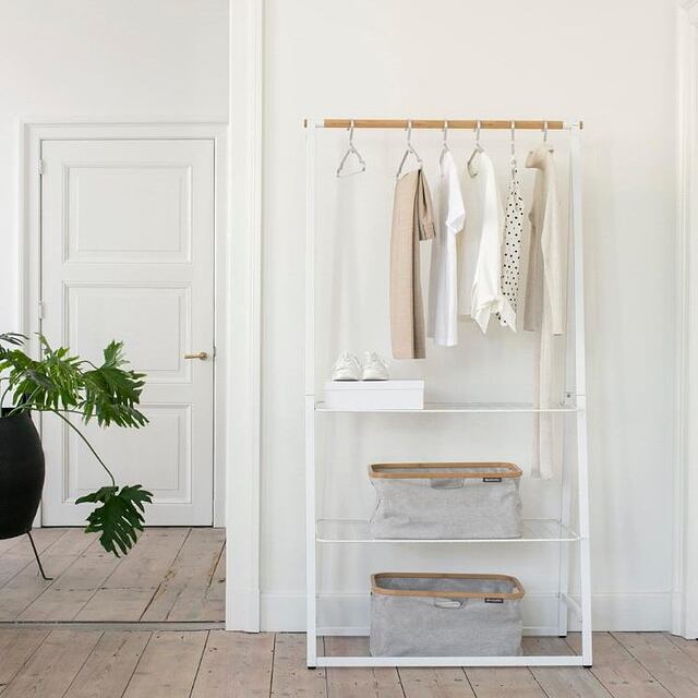 white laundry basket for the bathroom