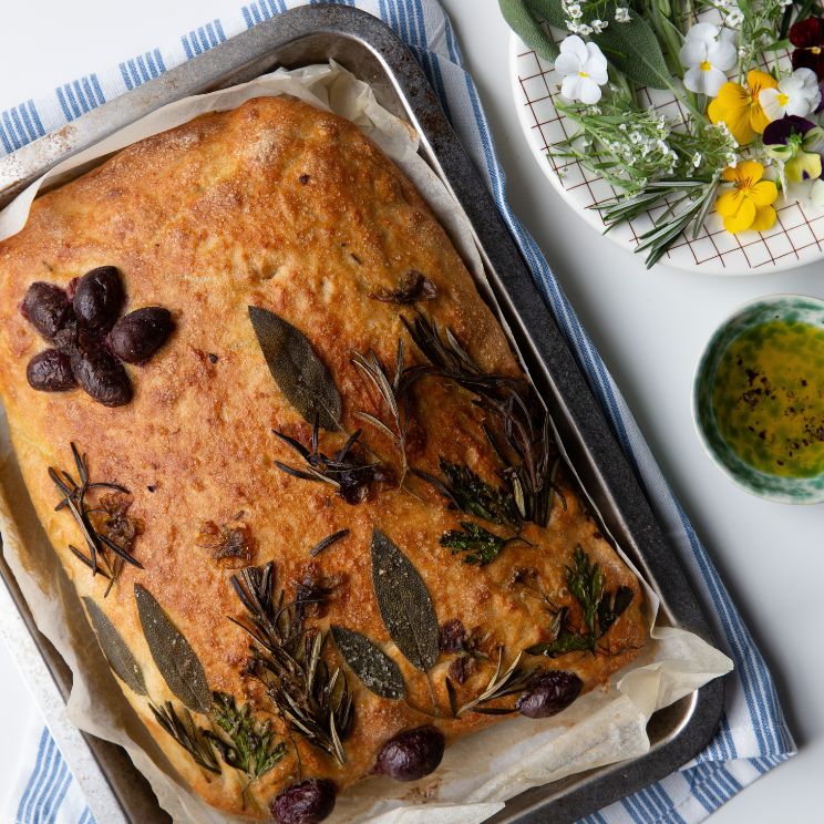 Focaccia med blomster