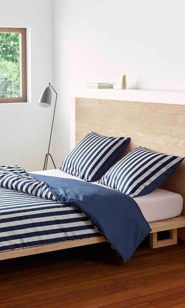 Κλασικό ριγέ μπλε σετ κλινοσκεπασμάτων