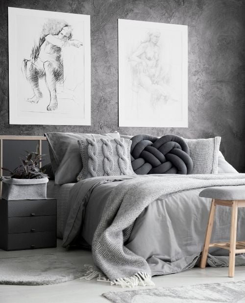 γκρι υπνοδωμάτιο