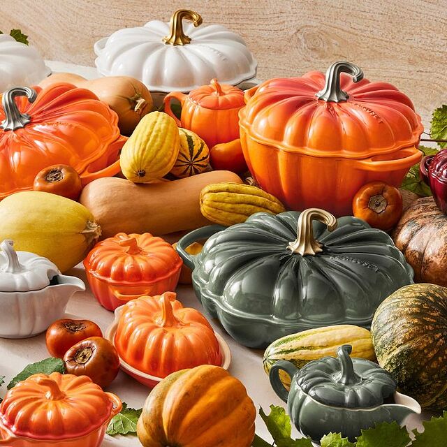 cazuelas con forma de calabaza de Le Creuset