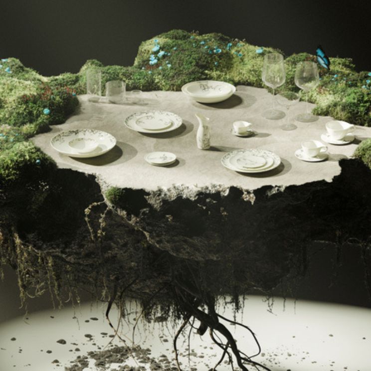 Porcelana Serax en una disposición surrealista