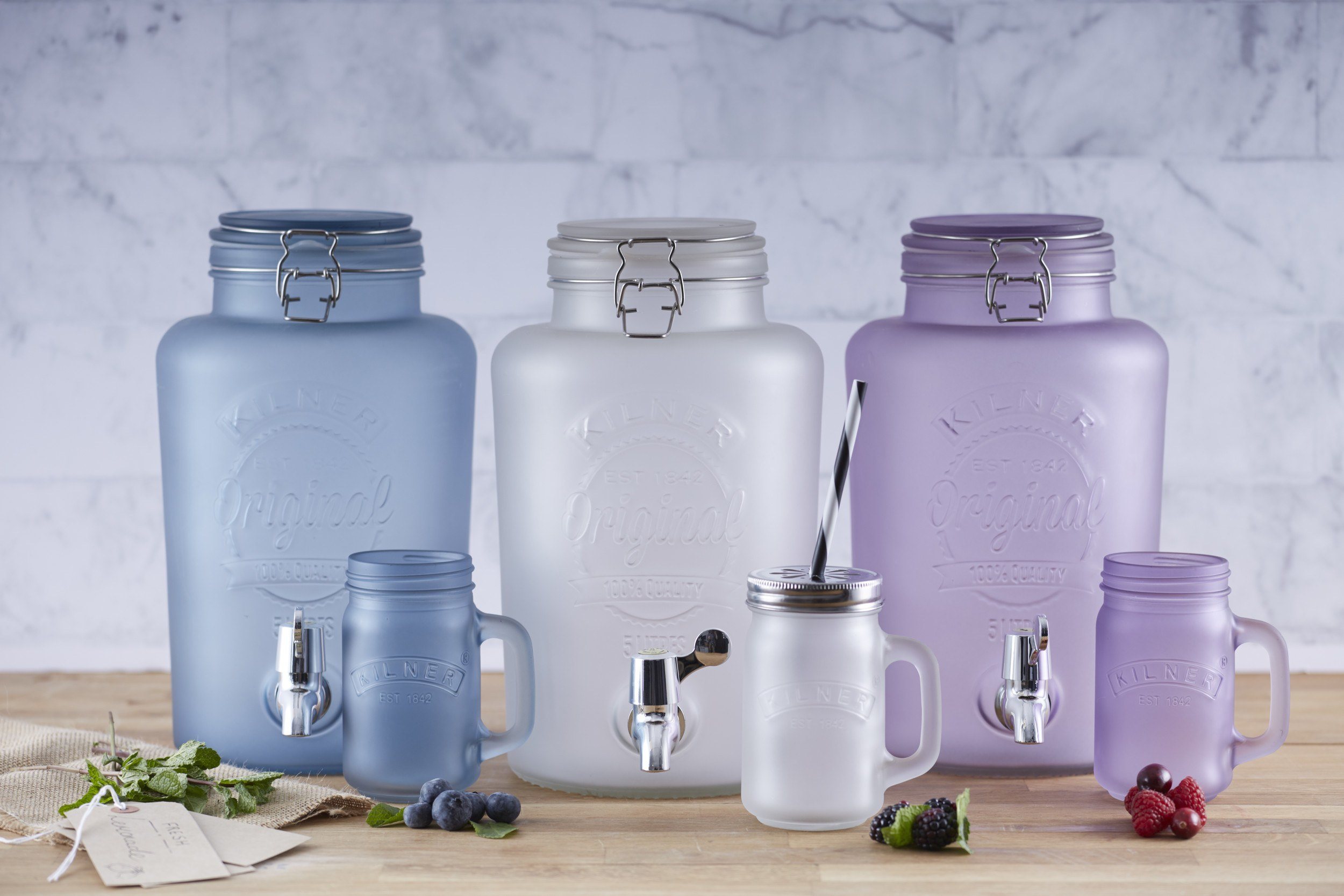 Διανομέας ποτών Kilner 5 L από παγωμένο γυαλί