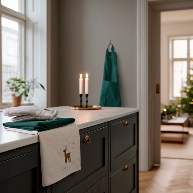 cocina navideña 2025: los textiles pueden traer la magia navideña al interior