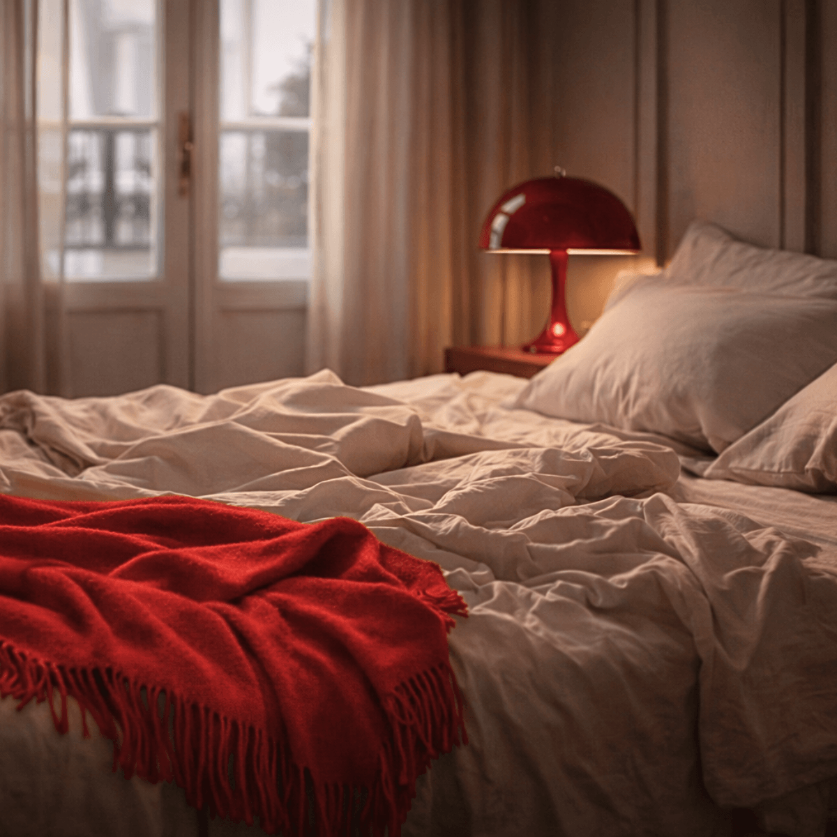 Saint-Valentin : une belle literie et un plaid rouge forment un duo parfait