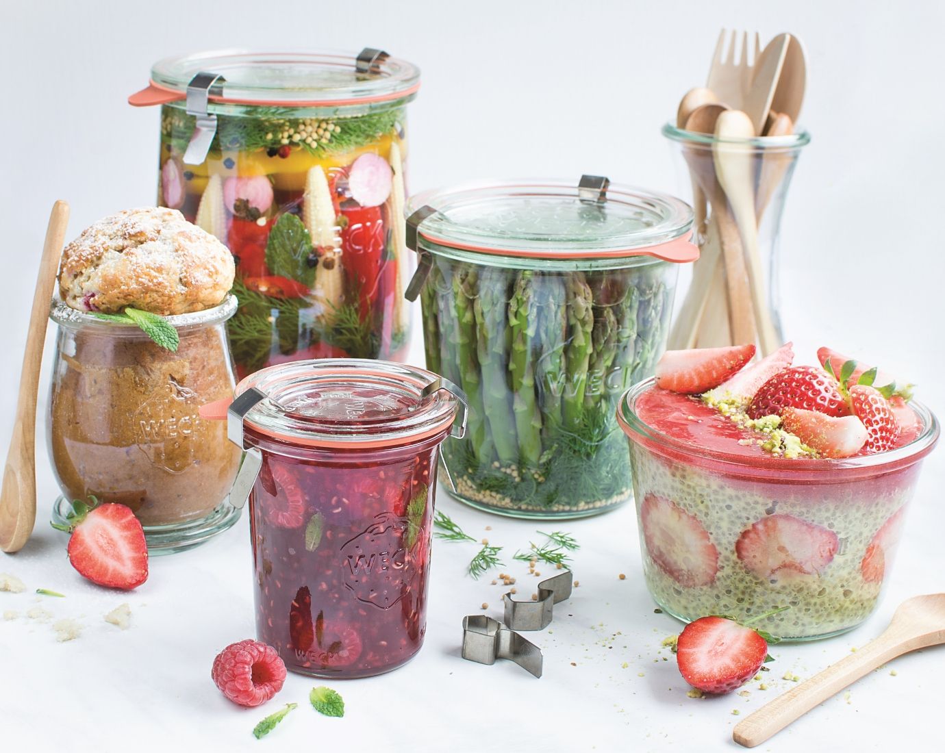 bocaux wki colorés vinaigre préparations légumes marinés fruits