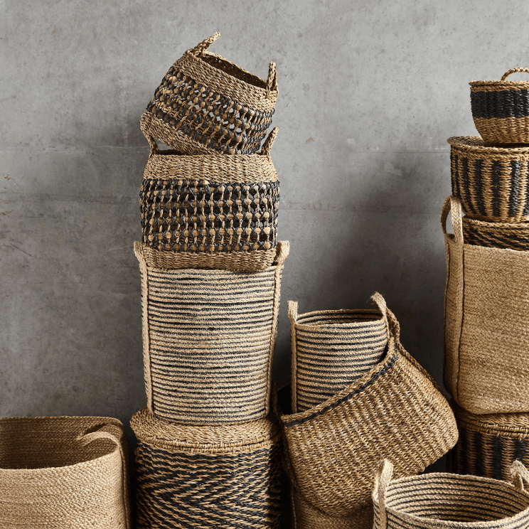 Cache-pots en osier et jute