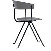 Krzesło Officina czarne nogi szare metaliczne siedzisko i oparcie