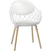 Krzesło Pina białe, materiał skóra, nogi jesion