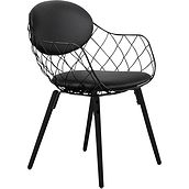 Krzesło Pina czarne materiał skóra nogi czarne