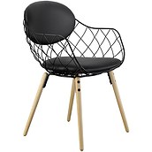 Krzesło Pina czarne, materiał skóra, nogi jesion
