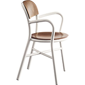 Krzesło Pipe z podłokietnikami białe, jasny buk