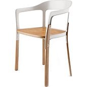 Krzesło Steelwood nogi i siedzisko naturalny buk oparcie białe