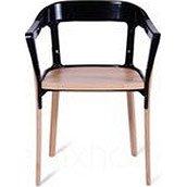 Krzesło Steelwood nogi i siedzisko naturalny buk oparcie czarne