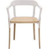 Krzesło Steelwood nogi i siedzisko naturalny dąb, oparcie białe