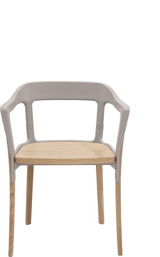 Krzesło Steelwood nogi i siedzisko naturalny dąb, oparcie szare