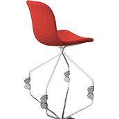 Krzesło Troy 4 star na kółkach tapicerowane biała rama czerwone