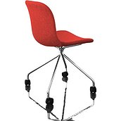 Krzesło Troy 4 star na kółkach tapicerowane chrom czerwone