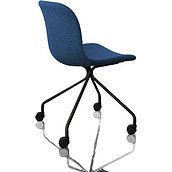 Krzesło Troy 4 star na kółkach tapicerowane czarna rama niebieskie