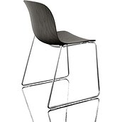 Krzesło Troy siedzisko ze sklejki chromowana rama czarny buk