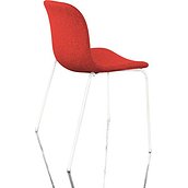 Krzesło Troy tapicerowane lakierowane nogi białe siedzisko czerwone