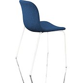 Krzesło Troy tapicerowane lakierowane nogi białe siedzisko niebieskie