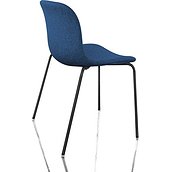 Krzesło Troy tapicerowane lakierowane nogi czarne siedzisko niebieskie